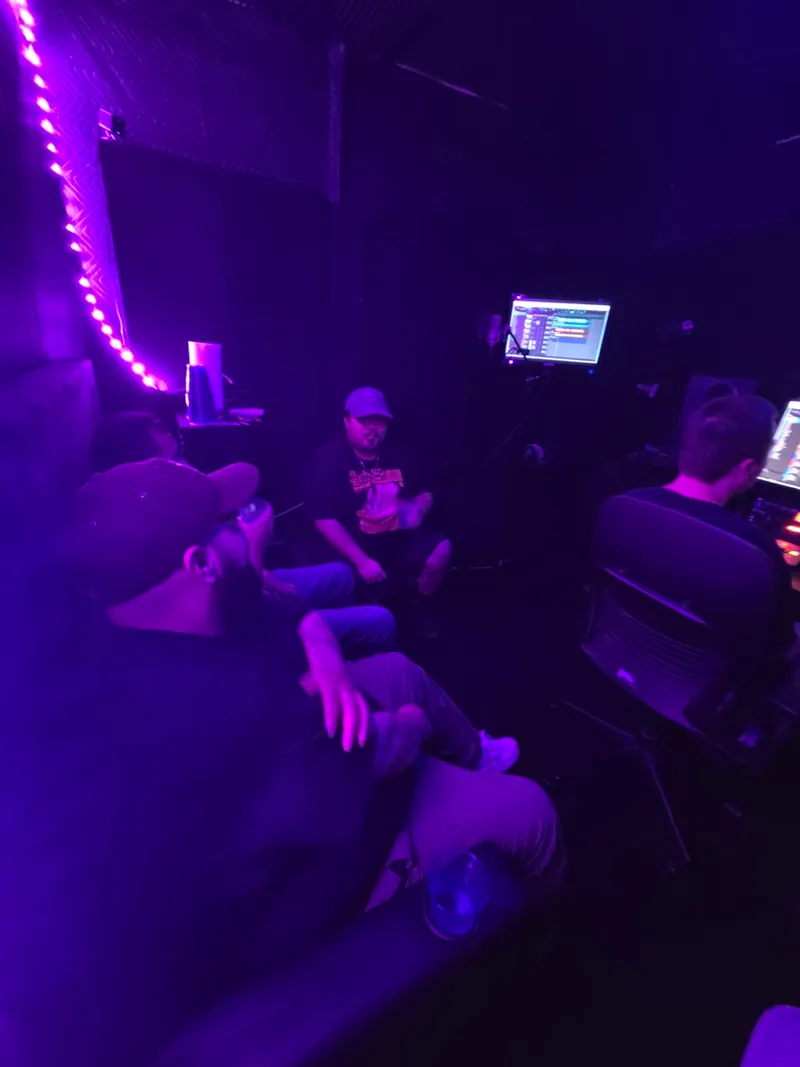 At the booth with the strip light running