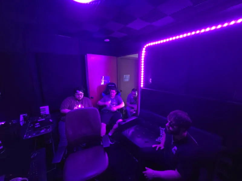 Sat around the room while the next take gets set