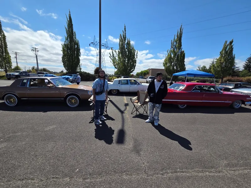 Out by the cars before anything starts