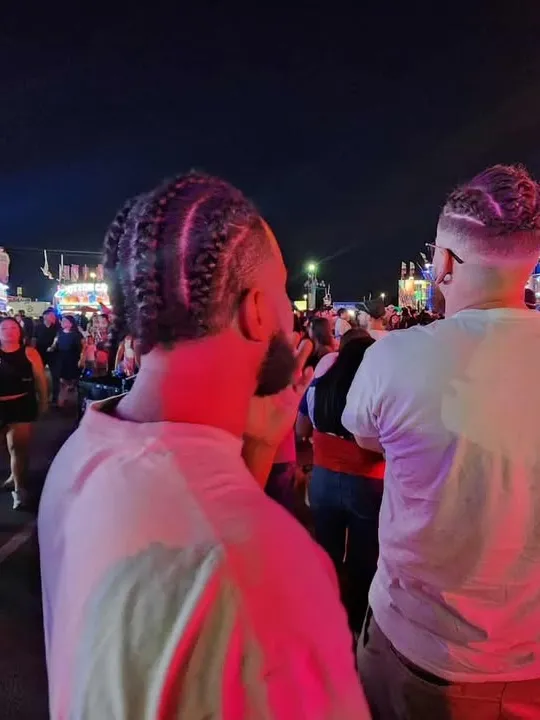 At the fair, lights up