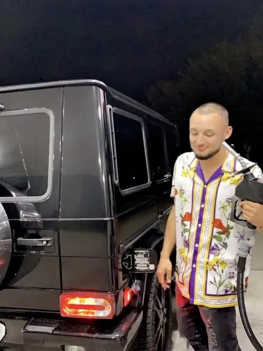 Out at the pump, floral shirt