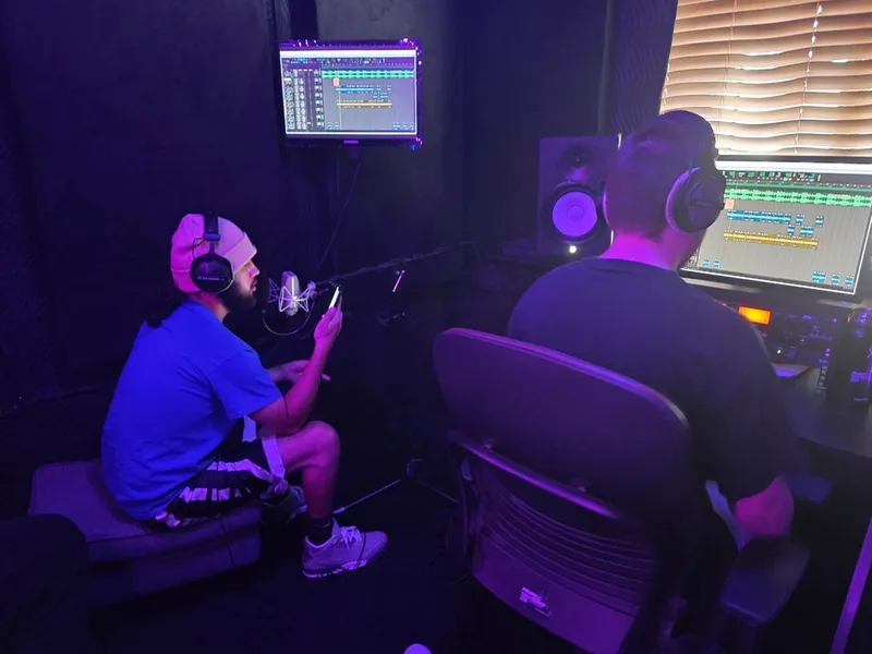 Ten past two — in headphones on the take