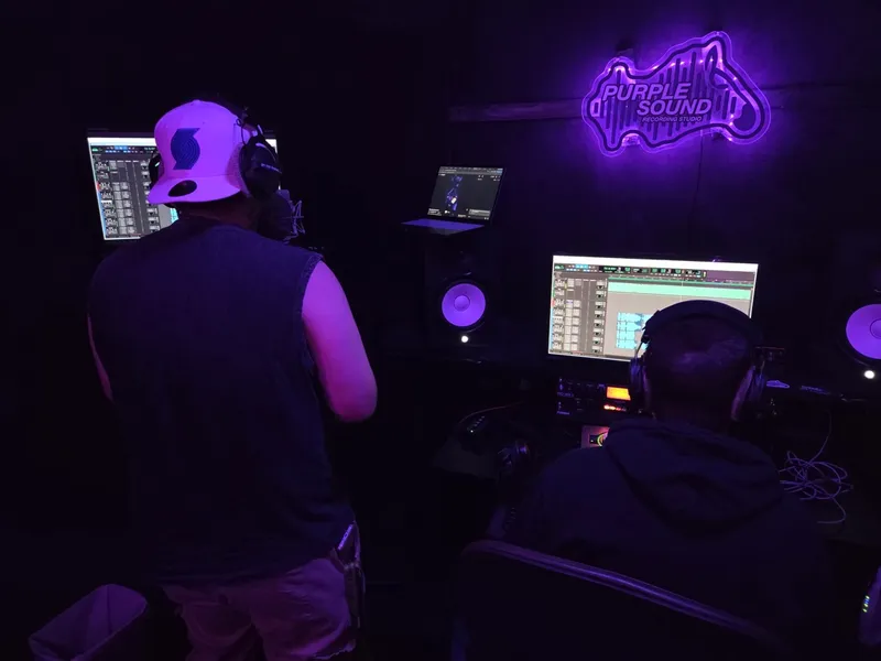 In headphones on the board