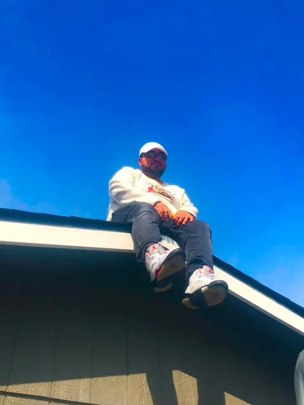 Up on the roof, clear sky