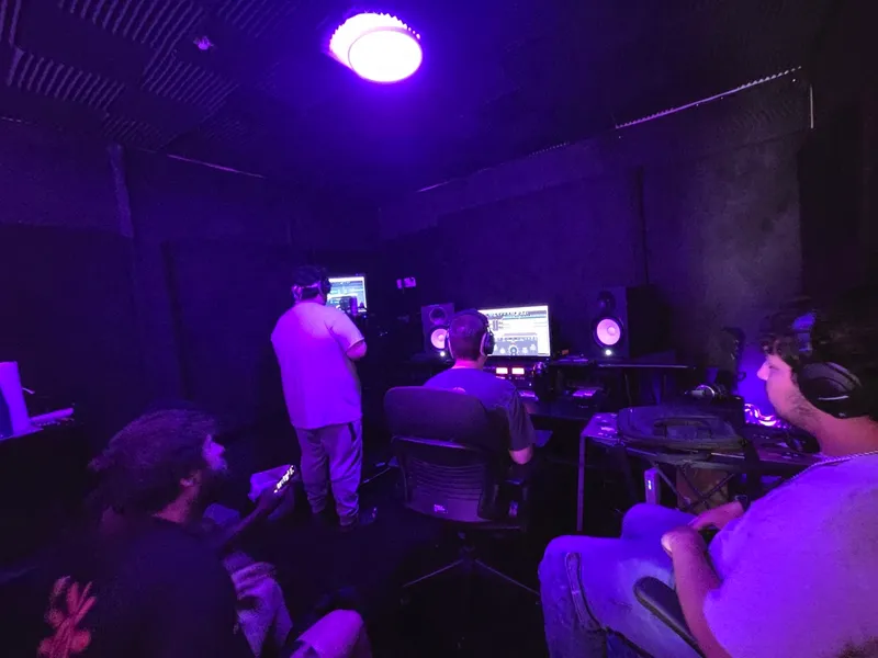 Standing at the desk working the session