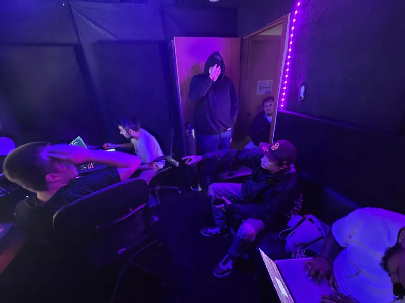 Half three — the room already in, someone at the door
